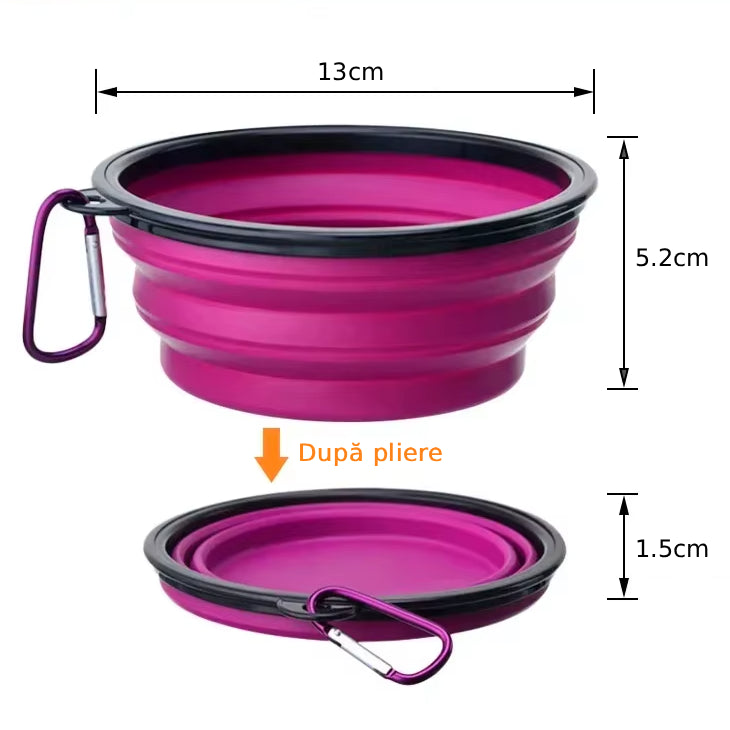 Bol Groomie pliabil pentru căței – 350 ml – culori fashion