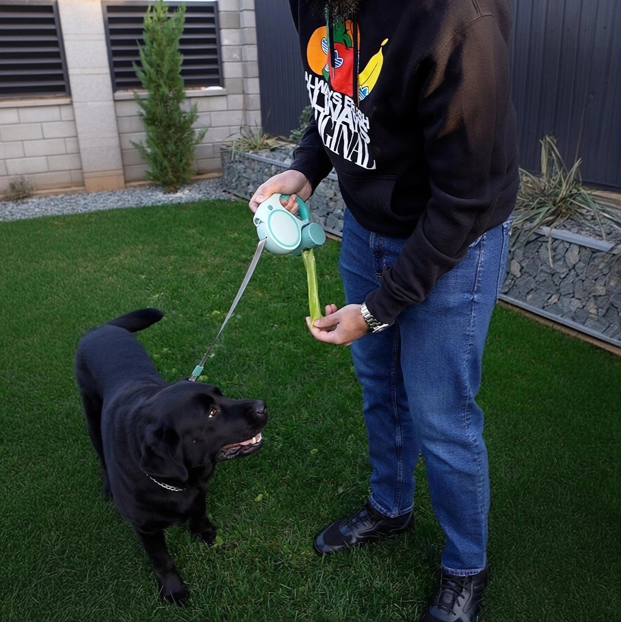 Lesă Groomie Classic Retractabilă de 5M cu Lanternă LED și Suport pentru Punguțe